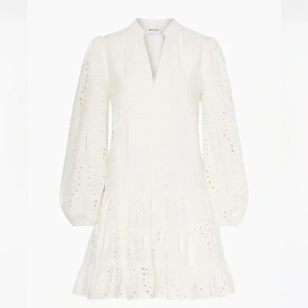 395$ MILLY Margaret Butterfly Eyelet Mini Skirt Dress Women's Size 8 White - Picture 2 of 2